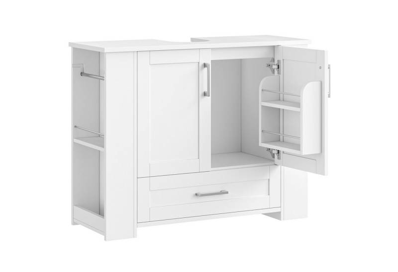 Homfa Waschbeckenunterschrank Unterschrank Badezimmerschrank 1 Schublade, 2 Türen, Seitliche Ablagen, Türfächer, Handtuchhalter Homfa Waschbeckenunterschrank Unterschrank Badezimmerschrank 1 Schublade, 2 Türen, Seitliche Ablagen, Türfächer, Handtuchhalter von Homfa