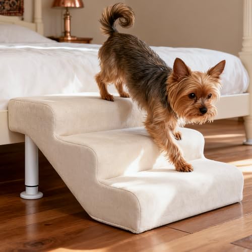 Homfstyi Hundetreppe für Bett, 3-stufige weich gepolsterte Rampe für Hunde Homfstyi Hundetreppe für Bett, 3-stufige weich gepolsterte Rampe für Hunde von Homfstyi
