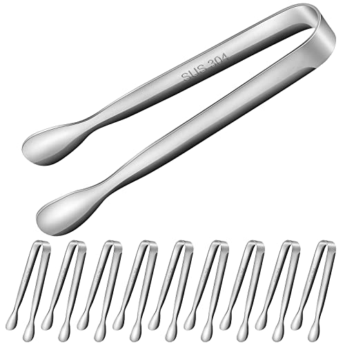 Homgaty Zuckerzange Set, 10 Stück 304 Edelstahl Eiszange Candy Bar Zubehör Candybar Zangen Eiswürfelzange Servierzange Salatzange Küchenzange für Hochzeit Party Bar Büfett Grill Picknick von Homgaty