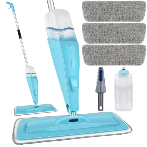 Homgif Bodenwischer mit Sprühfunktion 550ML Sprühwischer, Wischmopp mit Sprühfunktion Spray Mop, Home Küche Wischer Bodenreinigung (Blau) von Homgif