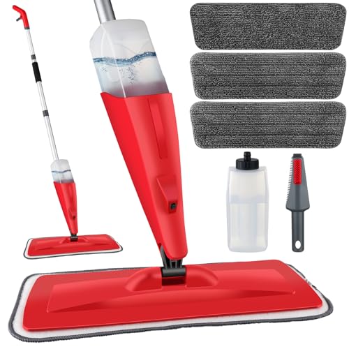 Homgif Bodenwischer mit Sprühfunktion 550ML Sprühwischer, Wischmopp mit Sprühfunktion Spray Mop, Home Küche Wischer Bodenreinigung (Rot) von Homgif