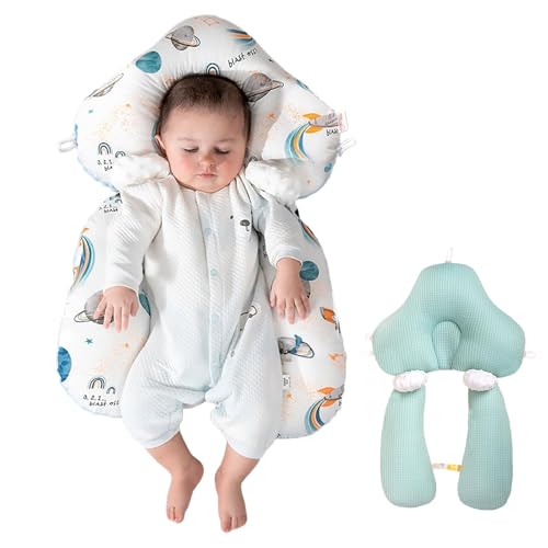 Homgo Baby Seitenlagerungskissen, Baby Keilkissen, Kopfstützkissen gegen Plattkopf, 65 x 42 cm, Verstellbare Lagerungshilfe für Kopf und Körper, Abnehmbar und Waschbar (D) von Homgo