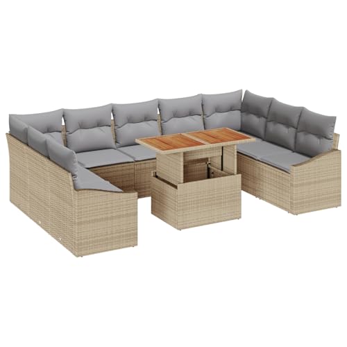 Homgoday 10-teiliges Garten Esszimmer Set mit Kissen Beige Poly Rattan Akazie Outdoor M?Bel mit Sessel Model3349881 Homgoday 10-teiliges Garten Esszimmer Set mit Kissen Beige Poly Rattan Akazie Outdoor M?Bel mit Sessel Model3349881 von Homgoday