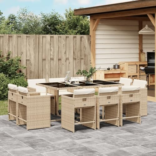 Homgoday 11-TLG. Garten-Essgruppe mit Kissen Beige Poly Rattan Garten-Esstisch und Stühle Model3211210 Homgoday 11-TLG. Garten-Essgruppe mit Kissen Beige Poly Rattan Garten-Esstisch und Stühle Model3211210 von Homgoday