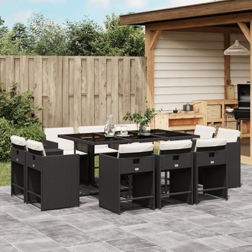Homgoday 11-TLG. Garten-Essgruppe mit Kissen Schwarz Poly Rattan Garten-Esstisch und Stühle Model3211206 Homgoday 11-TLG. Garten-Essgruppe mit Kissen Schwarz Poly Rattan Garten-Esstisch und Stühle Model3211206 von Homgoday