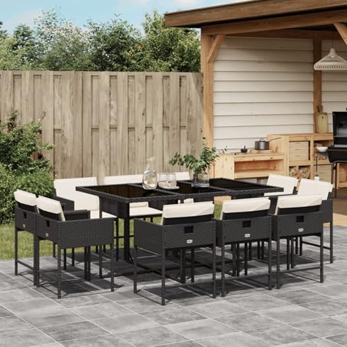 Homgoday 11-TLG. Garten-Essgruppe mit Kissen Schwarz Poly Rattan Garten-Esstisch und Stühle Model3211386 Homgoday 11-TLG. Garten-Essgruppe mit Kissen Schwarz Poly Rattan Garten-Esstisch und Stühle Model3211386 von Homgoday