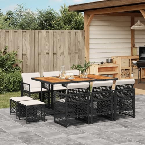 Homgoday 11-TLG. Garten-Essgruppe mit Kissen Schwarz Poly Rattan Gartenmöbel Set Möbelsets Terrassenmöbel Balkonmöbel Gartentisch mit Stühle Möbel Sitzgruppe für Garten Balkon Terrasse Homgoday 11-TLG. Garten-Essgruppe mit Kissen Schwarz Poly Rattan Gartenmöbel Set Möbelsets Terrassenmöbel Balkonmöbel Gartentisch mit Stühle Möbel Sitzgruppe für Garten Balkon Terrasse von Homgoday
