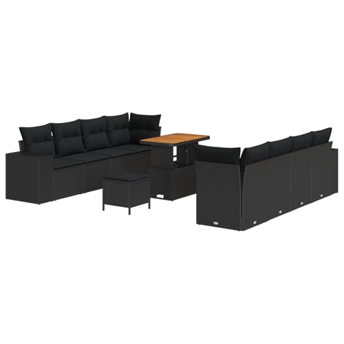Homgoday 11-teiliges Garten Sofa Set mit Kissen Schwarz Poly Rattan Akazie, 3-teiliges Garten Essset mit Kissen Schwarz Poly Rattan Akazie Outdoor M?Bel mit Sessel Model3361979 Homgoday 11-teiliges Garten Sofa Set mit Kissen Schwarz Poly Rattan Akazie, 3-teiliges Garten Essset mit Kissen Schwarz Poly Rattan Akazie Outdoor M?Bel mit Sessel Model3361979 von Homgoday