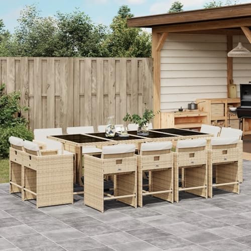Homgoday 13-TLG. Garten-Essgruppe mit Kissen Beige Poly Rattan Garten-Esstisch und Stühle Model3211222 Homgoday 13-TLG. Garten-Essgruppe mit Kissen Beige Poly Rattan Garten-Esstisch und Stühle Model3211222 von Homgoday