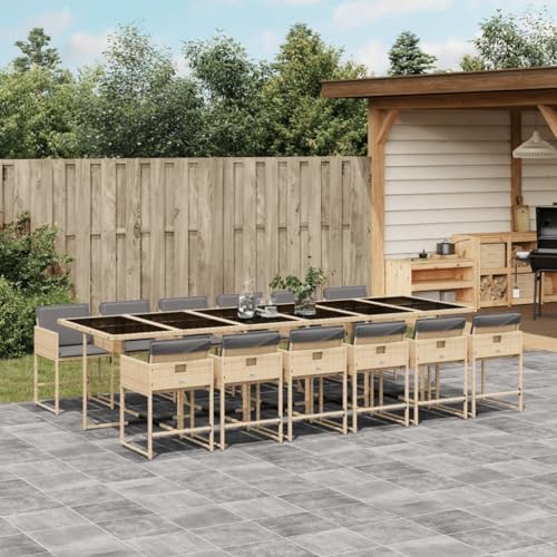 Homgoday 13-TLG. Garten Essgruppe mit Kissen Beigemischung Poly Rattan Gartenmöbel Set Möbelsets Balkonmöbel Sitzgruppe Terrassenmöbel Gartentisch mit Stühle Möbel Homgoday 13-TLG. Garten Essgruppe mit Kissen Beigemischung Poly Rattan Gartenmöbel Set Möbelsets Balkonmöbel Sitzgruppe Terrassenmöbel Gartentisch mit Stühle Möbel von Homgoday