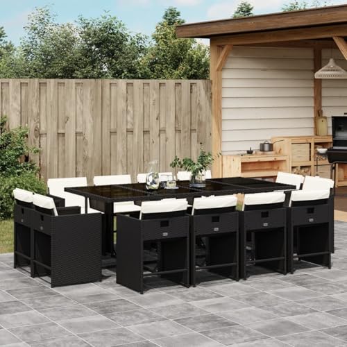 Homgoday 13-TLG. Garten-Essgruppe mit Kissen Schwarz Poly Rattan Garten-Esstisch und Stühle Model3211218 Homgoday 13-TLG. Garten-Essgruppe mit Kissen Schwarz Poly Rattan Garten-Esstisch und Stühle Model3211218 von Homgoday