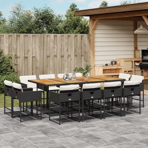 Homgoday 13-TLG. Garten-Essgruppe mit Kissen Schwarz Poly Rattan Garten-Esstisch und Stühle Model3211407 Homgoday 13-TLG. Garten-Essgruppe mit Kissen Schwarz Poly Rattan Garten-Esstisch und Stühle Model3211407 von Homgoday