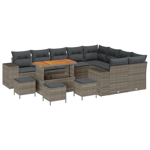 Homgoday 13-teiliges Garten Sofa Set mit Kissen Grau Poly Rattan Akazie, 4-teiliges Garten Esszimmer Set mit Kissen Grau Poly Rattan Akazie Outdoor M?Bel mit Sessel Model3364003 Homgoday 13-teiliges Garten Sofa Set mit Kissen Grau Poly Rattan Akazie, 4-teiliges Garten Esszimmer Set mit Kissen Grau Poly Rattan Akazie Outdoor M?Bel mit Sessel Model3364003 von Homgoday