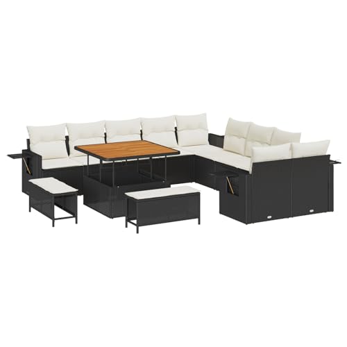 Homgoday 13-teiliges Garten-Sofa-Set mit Kissen Schwarz Poly-Rattan Akazie, 3-teiliges Garten-Dining-Set mit Kissen Schwarz Poly-Rattan Akazie Outdoor M?Bel mit Sessel Model3363745 Homgoday 13-teiliges Garten-Sofa-Set mit Kissen Schwarz Poly-Rattan Akazie, 3-teiliges Garten-Dining-Set mit Kissen Schwarz Poly-Rattan Akazie Outdoor M?Bel mit Sessel Model3363745 von Homgoday