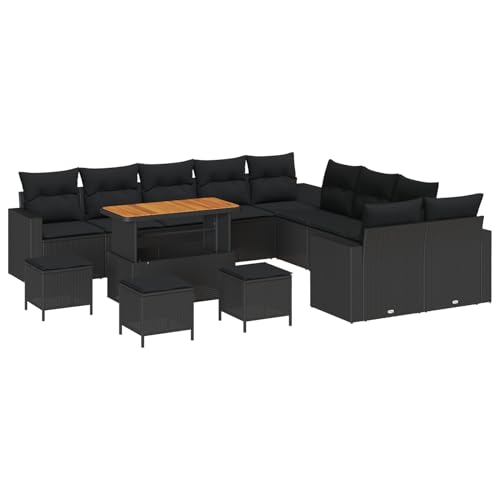 Homgoday 14-teiliges Garten Sofa Set mit Kissen Schwarz Poly-Rattan, 4-teiliges Garten Esstisch Set mit Kissen Schwarz Poly-Rattan Sofa Im Freien Model3361679 Homgoday 14-teiliges Garten Sofa Set mit Kissen Schwarz Poly-Rattan, 4-teiliges Garten Esstisch Set mit Kissen Schwarz Poly-Rattan Sofa Im Freien Model3361679 von Homgoday