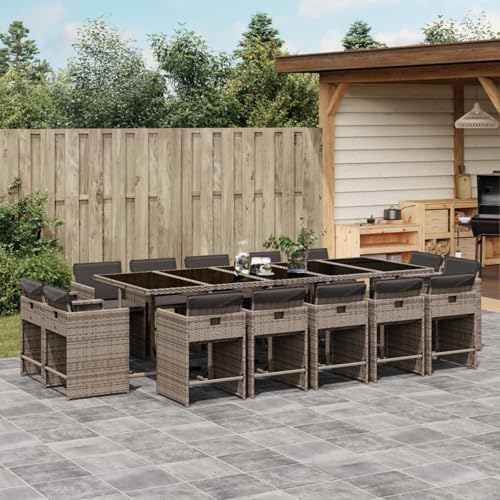 Homgoday 15-TLG. Garten-Essgruppe mit Kissen Grau Poly Rattan Garten-Esstisch und Stühle Model3211232 Homgoday 15-TLG. Garten-Essgruppe mit Kissen Grau Poly Rattan Garten-Esstisch und Stühle Model3211232 von Homgoday