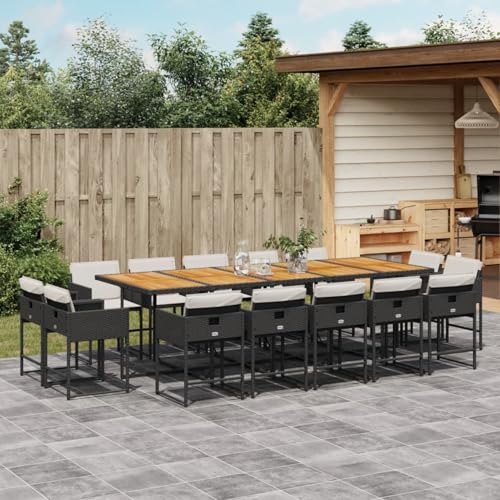 Homgoday 15-TLG. Garten-Essgruppe mit Kissen Schwarz Poly Rattan Garten-Esstisch und Stühle Model3211419 Homgoday 15-TLG. Garten-Essgruppe mit Kissen Schwarz Poly Rattan Garten-Esstisch und Stühle Model3211419 von Homgoday