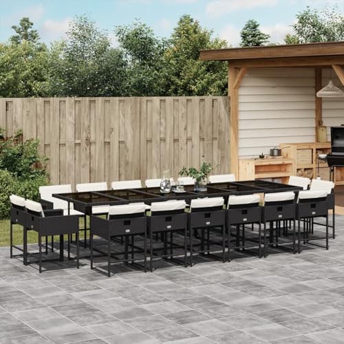 Homgoday 17-TLG. Garten-Essgruppe mit Kissen Schwarz Poly Rattan Garten-Esstisch und Stühle Model3211422 Homgoday 17-TLG. Garten-Essgruppe mit Kissen Schwarz Poly Rattan Garten-Esstisch und Stühle Model3211422 von Homgoday