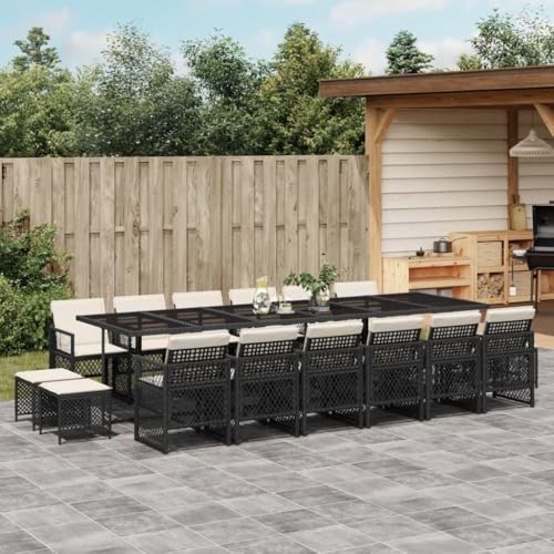 Homgoday 17-TLG. Garten-Essgruppe mit Kissen Schwarz Poly Rattan Gartenmöbel Set Möbelsets Balkonmöbel Terrassenmöbel Gartentisch mit Stühle Möbel Sitzgruppe für Garten Terrasse Balkon Homgoday 17-TLG. Garten-Essgruppe mit Kissen Schwarz Poly Rattan Gartenmöbel Set Möbelsets Balkonmöbel Terrassenmöbel Gartentisch mit Stühle Möbel Sitzgruppe für Garten Terrasse Balkon von Homgoday