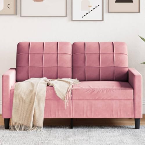 Homgoday 2-Sitzer-Sofa Loungesofa Polstersofa Gästesofa Doppelsofa Sofa Couch Wohnzimmersofa Sitzmöbel für Wohnzimmer Büro Empfang Rosa 120 cm Samt von Homgoday