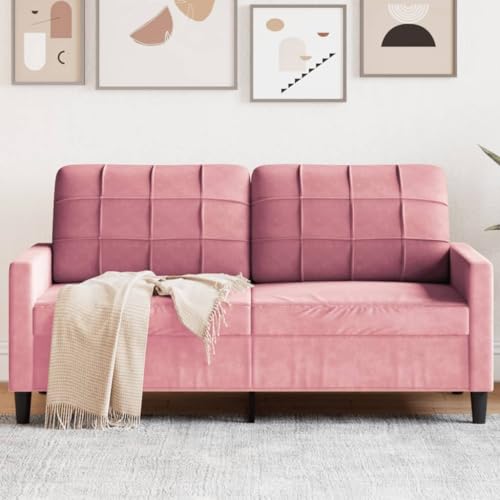 Homgoday 2-Sitzer-Sofa Loungesofa Polstersofa Gästesofa Doppelsofa Sofa Couch Wohnzimmersofa Sitzmöbel für Wohnzimmer Büro Empfang Rosa 140 cm Samt von Homgoday