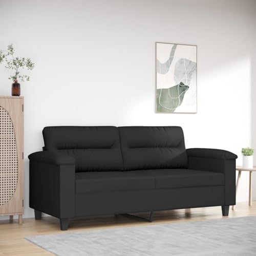 Homgoday 2-Sitzer-Sofa Polstersofa Loungesofa Gästesofa Doppelsofa Wohnzimmersofa Sofa Couch Sitzmöbel Sofa für Wohnzimmer Büro Empfang Schwarz 140 cm Mikrofasergewebe von Homgoday