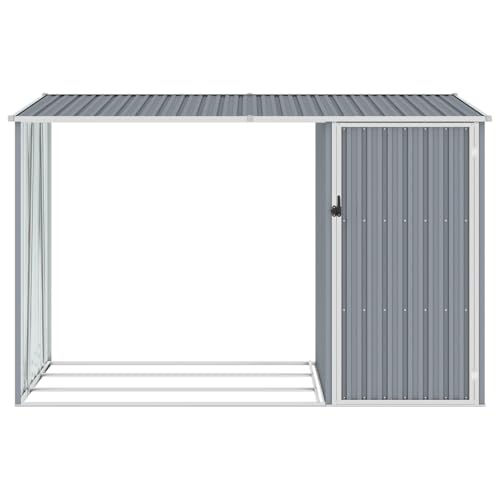 Homgoday 2-in-1 Gartenschuppen aus verzinktem Stahl, 245 x 98 x 148/159 cm, grau, ohne Boden, Montage erforderlich Model46294 von Homgoday