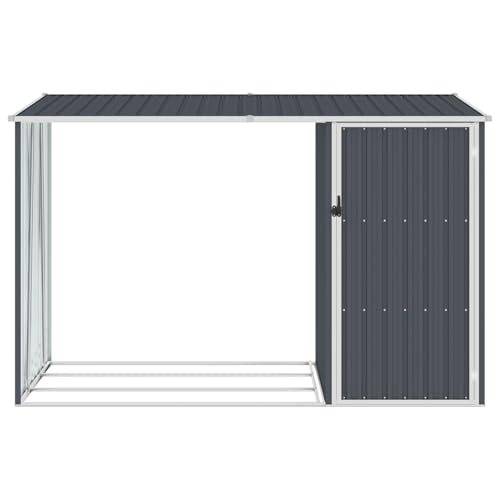 Homgoday 2-in-1 Gartenschuppen aus verzinktem Stahl, anthrazit, 245 x 98 x 148/159 cm, ohne Boden, Montage erforderlich Model46295 von Homgoday