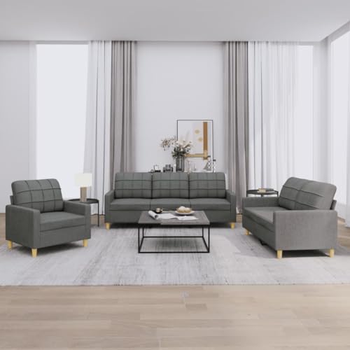 Homgoday 3-TLG. Sofagarnitur mit Kissen Sofa Couch Gästesofa Lounge Rückenlehnensofa Polstersofa Couch Loungesofa Couchgarnitur Sofas für Wohnzimmer Schlafzimmer Büro Dunkelgrau Stoff Homgoday 3-TLG. Sofagarnitur mit Kissen Sofa Couch Gästesofa Lounge Rückenlehnensofa Polstersofa Couch Loungesofa Couchgarnitur Sofas für Wohnzimmer Schlafzimmer Büro Dunkelgrau Stoff von Homgoday
