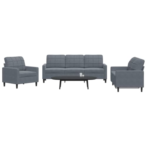 Homgoday 3-TLG. Sofagarnitur mit Kissen Sofa Couch Wohnzimmersofa Loungesofa mit Armlehnen, Designsofa Couchgarnitur Sitzmöbel für Wohnzimmer Büro Dunkelgrau Samt Homgoday 3-TLG. Sofagarnitur mit Kissen Sofa Couch Wohnzimmersofa Loungesofa mit Armlehnen, Designsofa Couchgarnitur Sitzmöbel für Wohnzimmer Büro Dunkelgrau Samt von Homgoday
