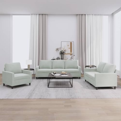Homgoday 3-TLG. Sofagarnitur mit Kissen Wohnzimmersofa Sofa Couch mit Rückenlehne Loungesofa Polstersofa Gästesofa Couchgarnitur Modern Sitzmöbel für Wohnzimmer Büro Schlafzimmer Hellgrau Samt Homgoday 3-TLG. Sofagarnitur mit Kissen Wohnzimmersofa Sofa Couch mit Rückenlehne Loungesofa Polstersofa Gästesofa Couchgarnitur Modern Sitzmöbel für Wohnzimmer Büro Schlafzimmer Hellgrau Samt von Homgoday