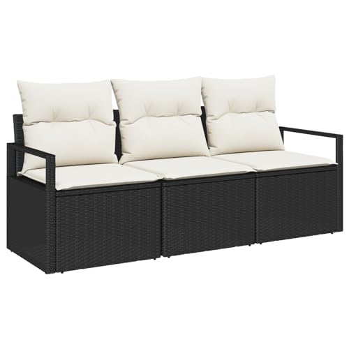 Homgoday 3-teilige Garten-Sofa-Set mit Kissen Schwarz Poly Rattan, 2-Sitzer Garten-Sofa mit Kissen Schwarz Poly Rattan Sofa Im Freien Model3346237 Homgoday 3-teilige Garten-Sofa-Set mit Kissen Schwarz Poly Rattan, 2-Sitzer Garten-Sofa mit Kissen Schwarz Poly Rattan Sofa Im Freien Model3346237 von Homgoday