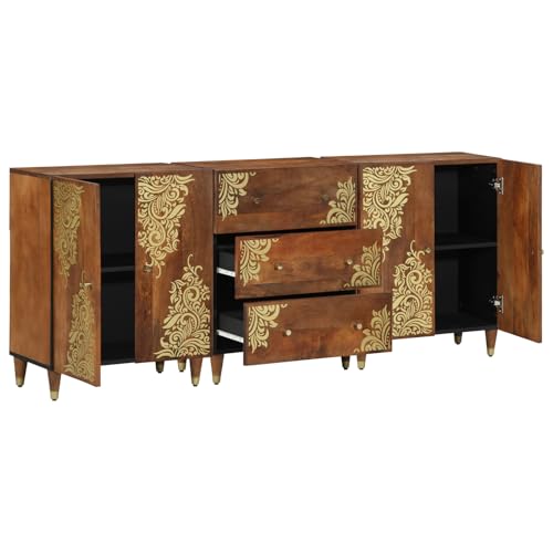 Homgoday 3-teiliges Badezimmermöbel Set aus massivem, grobem Mangoholz, Sideboard 60x33x75 cm aus massivem Mangoholz Aufbewahrungsschrank Model3310146 Homgoday 3-teiliges Badezimmermöbel Set aus massivem, grobem Mangoholz, Sideboard 60x33x75 cm aus massivem Mangoholz Aufbewahrungsschrank Model3310146 von Homgoday