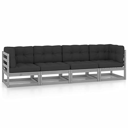 Homgoday 4-Sitzer-Gartensofa mit Kissen Kiefer Massivholz Gartenmöbel Set Sofa Garnitur Lounge Sofa Sitzgruppe Gartensofa Couch Sitzgarnitur Gartenset Terrasse Garten Balkon von Homgoday