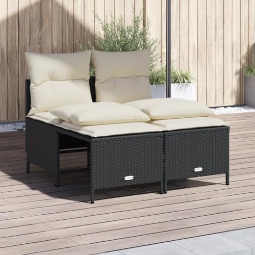 Homgoday 4-TLG. Garten-Sofagarnitur mit Kissen Gartenlounge Gartenmöbel Gartensofa Balkonmöbel Set Loungemöbel Sitzgruppe für Balkon Schwarz Poly Rattan von Homgoday