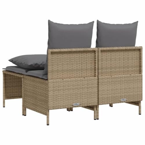 Homgoday 4-TLG. Garten-Sofagarnitur mit Kissen Gartenlounge Gartenmöbel Gartensofa Set Balkonmöbel Loungemöbel Sitzgruppe für Balkon Terrasse Beige Poly Rattan von Homgoday