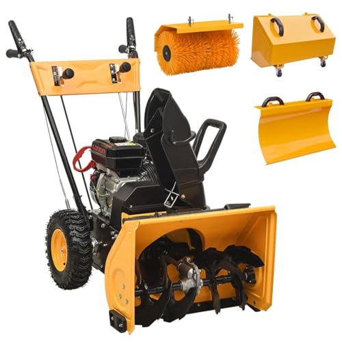 Homgoday 4-in-1 Schneefräse und Kehrmaschine Set Benzinbetrieben 6,5 PS Schneefräse Model3102972 von Homgoday