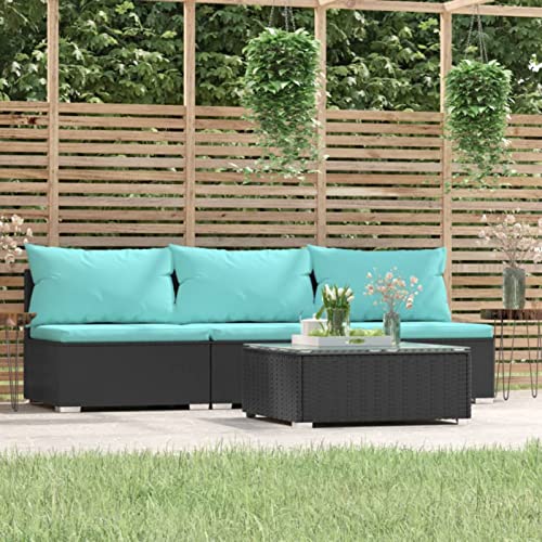 Homgoday 4-teiliges Gartensofa-Set mit Kissen aus schwarzem Polyrattan, Möbel, Set Schlafsofa, Wohnzimmer, Gartensofa, modernes Sofaset für den Außenbereich, Möbel w Homgoday 4-teiliges Gartensofa-Set mit Kissen aus schwarzem Polyrattan, Möbel, Set Schlafsofa, Wohnzimmer, Gartensofa, modernes Sofaset für den Außenbereich, Möbel w von Homgoday