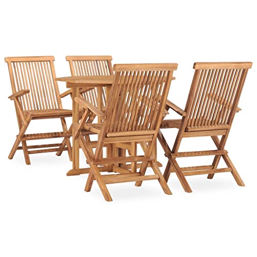 Homgoday 5-TLG. Garten-Essgruppe Klappbar Massivholz Teak Gartenmöbel Set Möbelsets Balkonmöbel Terrassenmöbel Gartentisch mit Stühle Möbel Sitzgruppe für Garten Terrasse Balkon von Homgoday