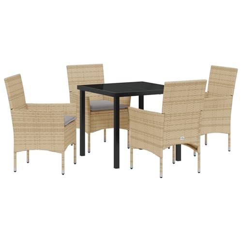 Homgoday 5-teilige Garten Essgruppe mit Kissen Beige Poly Rattan, Gartentisch Schwarz 80x80x73 cm Tempered Glass Outdoor M?Bel mit Sessel Model3379794 Homgoday 5-teilige Garten Essgruppe mit Kissen Beige Poly Rattan, Gartentisch Schwarz 80x80x73 cm Tempered Glass Outdoor M?Bel mit Sessel Model3379794 von Homgoday