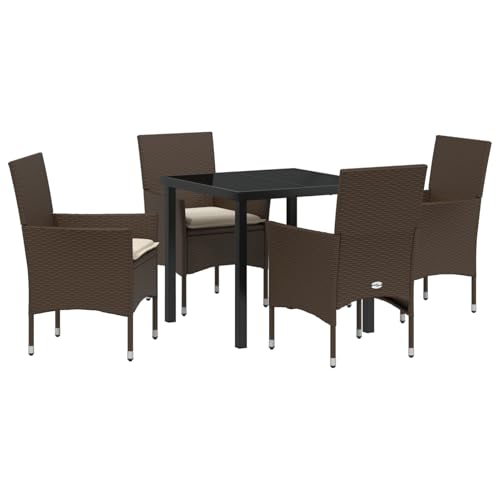 Homgoday 5-teilige Garten Essgruppe mit Kissen Braunes Poly Rattan, Gartentisch Schwarz 80x80x73 cm Sicherheitsglas Outdoor M?Bel mit Sessel Model3379780 Homgoday 5-teilige Garten Essgruppe mit Kissen Braunes Poly Rattan, Gartentisch Schwarz 80x80x73 cm Sicherheitsglas Outdoor M?Bel mit Sessel Model3379780 von Homgoday