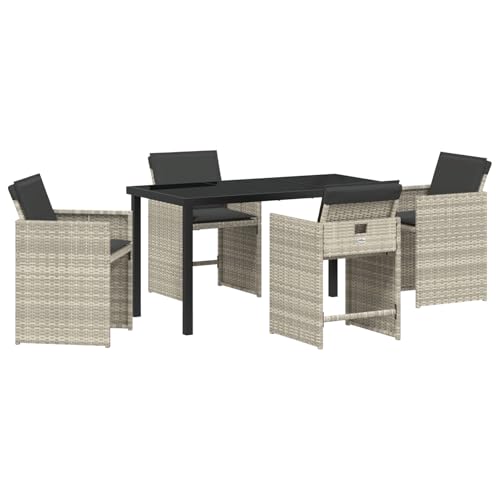 Homgoday 5-teiliges Garten-Essgruppen-Set mit Kissen, Hellgrau, Poly-Rattan Outdoor M?Bel mit Sessel Model3379993 Homgoday 5-teiliges Garten-Essgruppen-Set mit Kissen, Hellgrau, Poly-Rattan Outdoor M?Bel mit Sessel Model3379993 von Homgoday