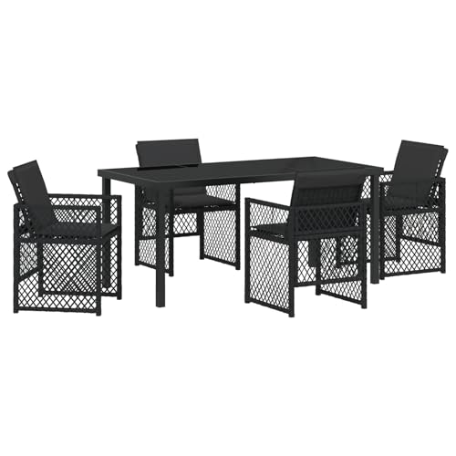 Homgoday 5-teiliges Garten Essset mit Kissen Schwarz Poly Rattan, Gartentisch Schwarz 160x80x73 cm Sicherheitsglas Outdoor M?Bel mit Sessel Model3380623 Homgoday 5-teiliges Garten Essset mit Kissen Schwarz Poly Rattan, Gartentisch Schwarz 160x80x73 cm Sicherheitsglas Outdoor M?Bel mit Sessel Model3380623 von Homgoday