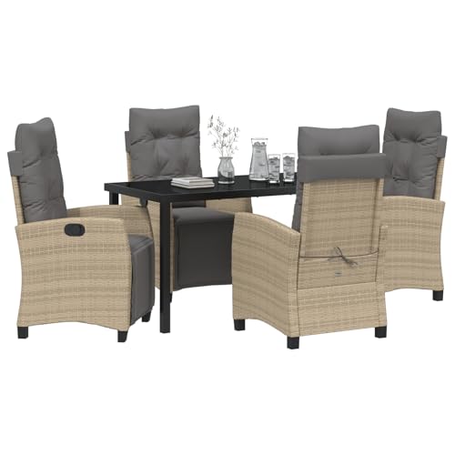 Homgoday 5-teiliges Garten-Esstisch-Set Beige Poly-Rattan Gartenmöbel Set Terassenmöbel Außen Homgoday 5-teiliges Garten-Esstisch-Set Beige Poly-Rattan Gartenmöbel Set Terassenmöbel Außen von Homgoday
