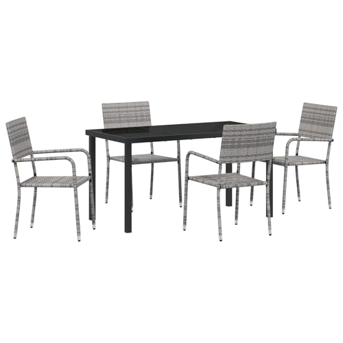 Homgoday 5-teiliges Garten Esszimmer Set Grau Poly Rattan Outdoor M?Bel mit Sessel Model3380045 Homgoday 5-teiliges Garten Esszimmer Set Grau Poly Rattan Outdoor M?Bel mit Sessel Model3380045 von Homgoday