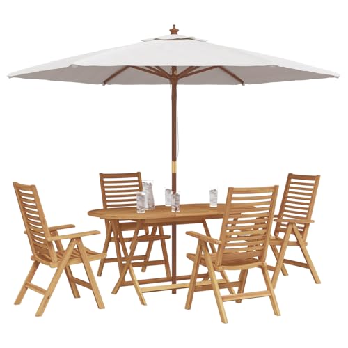Homgoday 5-teiliges Gartendining-Set klappbar aus massivem Teakholz, Gartenstühle 2 Stück Massivholz Teak Outdoor M?Bel mit Sessel Model3356878 von Homgoday