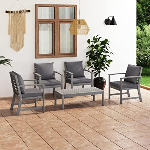 Homgoday 5-teiliges Gartenmöbel-Set mit Kissen aus grauem Akazienholz, Möbel-Set für Schlafsofa, Wohnzimmer, Sofa, modernes Sofaset für den Außenbereich, Outdoor-Möbel Homgoday 5-teiliges Gartenmöbel-Set mit Kissen aus grauem Akazienholz, Möbel-Set für Schlafsofa, Wohnzimmer, Sofa, modernes Sofaset für den Außenbereich, Outdoor-Möbel von Homgoday