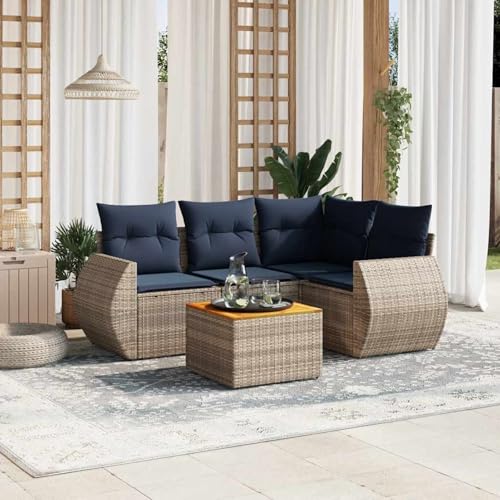 Homgoday 5-teiliges Gartensofa-Set mit Kissen, grau, Polyrattan Garten Lounge Model3224990 Homgoday 5-teiliges Gartensofa-Set mit Kissen, grau, Polyrattan Garten Lounge Model3224990 von Homgoday