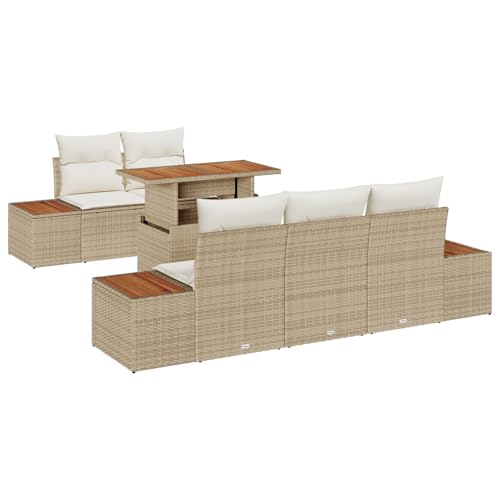 Homgoday 6-teilige Garten Essgruppe mit Kissen Beige Poly Rattan Akazie Outdoor M?Bel mit Sessel Model3350028 Homgoday 6-teilige Garten Essgruppe mit Kissen Beige Poly Rattan Akazie Outdoor M?Bel mit Sessel Model3350028 von Homgoday