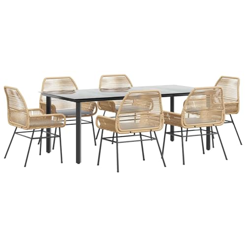 Homgoday 7-TLG. Garten-Essgruppe mit Kissen Braun Poly Rattan Glas Outdoor M?Bel mit Sessel Model3334574 Homgoday 7-TLG. Garten-Essgruppe mit Kissen Braun Poly Rattan Glas Outdoor M?Bel mit Sessel Model3334574 von Homgoday
